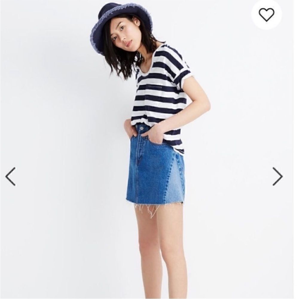 Madewell Rigid Denim A-Line Mini Skirt Pieced Edition